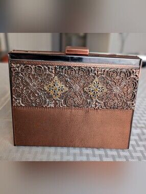 Vintage Bronze Floral Jeweled Clutch